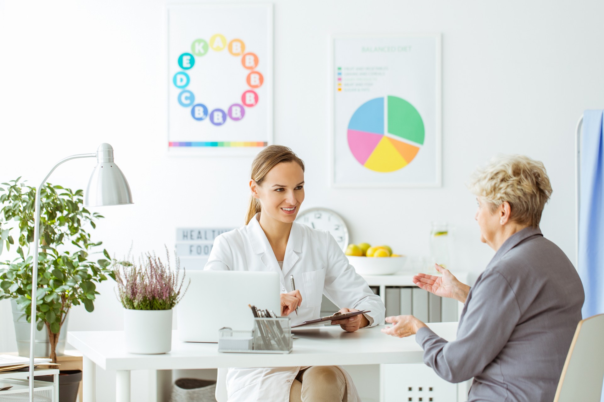 Senior woman consulting with her dietitian