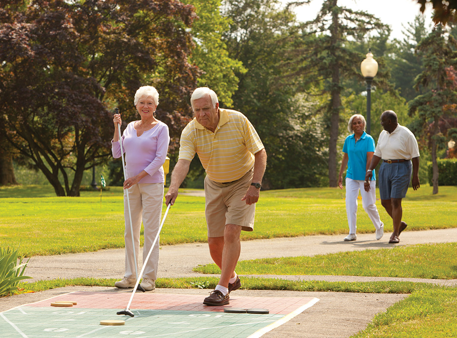 Seniors playing shuffleboard