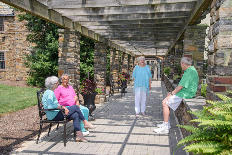 seniors socializing outside
