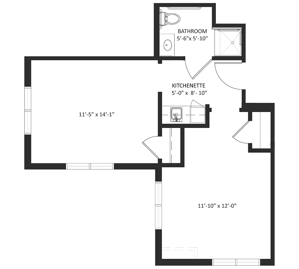 Manchester 502 sf one bedroom